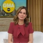 Rebecca’s burgundy tie neck dress on Good Morning America