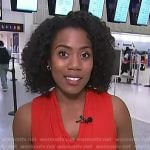 Priscilla Thompson’s red laylered v-neck dress on Today