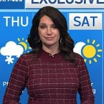 Maria’s red windowpane check sweater dress on Today