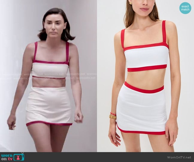 Bronwyn’s white crop top and mini skirt on RHOSLC Bronwyn’s white crop top and mini skirt on RHOSLC