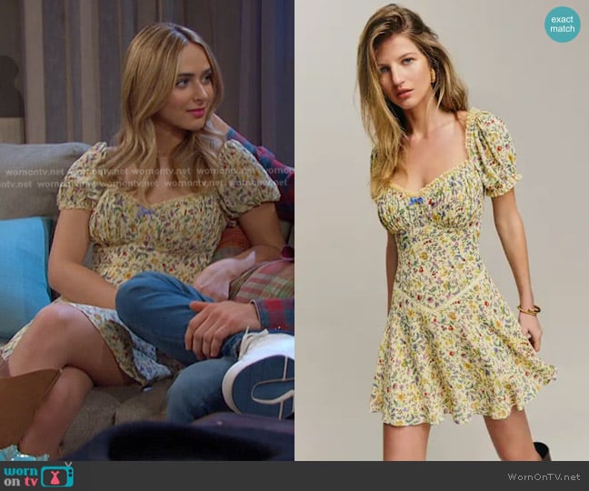 Reformation Ondine Floral Print Minidress worn by Holly Jonas (Ashley Puzemis) on Days of our Lives