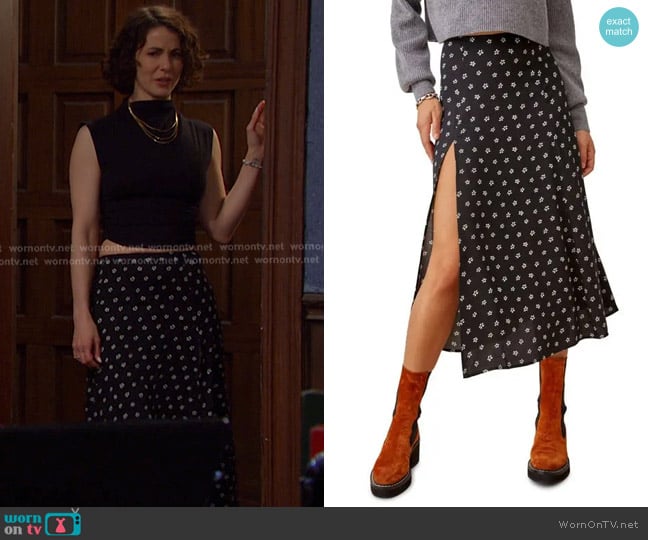 Reformation Zoe Side Slit Midi Skirt worn by Sarah Horton (Linsey Godfrey) on Days of our Lives