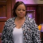 Regina’s black and white fringe jacket on The Upshaws