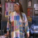 Regina’s mixed print satin dress on The Upshaws