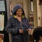 Regina’s navy paisley print oneside on The Upshaws