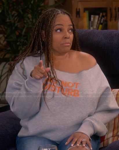 Regina's gray sweatshirt on The Upshaws
