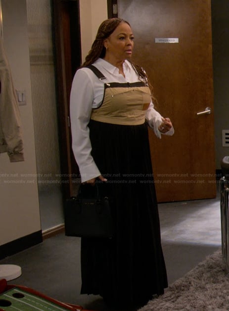 Regina's overall maxi dress on The Upshaws