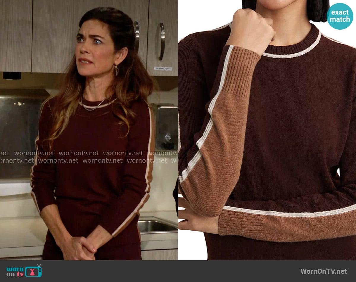 Reiss Anne Sweater in Burgundy/Tan worn by Sally Spectra (Courtney Hope) on The Young and the Restless