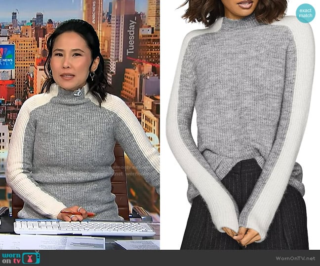 Reiss Ciara Color-Block Sweater worn by Vicky Nguyen on NBC News Daily