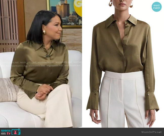 Reiss Hailey Silk Shirt worn by Stephanie Ramos on Good Morning America