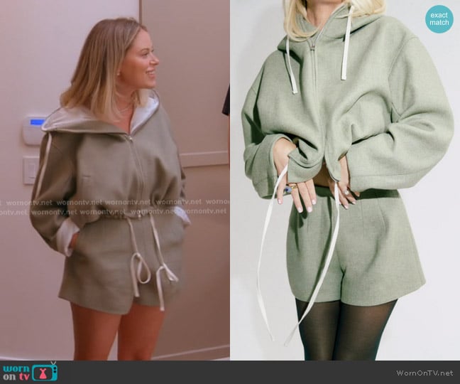 Renggli Wool Anorak in Mint worn by Amanda Frances on The Real Housewives of Beverly Hills