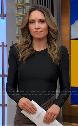 Rhiannon’s black and brown maxi dress on Good Morning America
