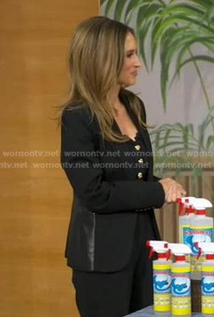 Rhiannon's black leather panel blazer on Good Morning America