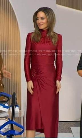 Rhiannon’s red satin top and skirt on Good Morning America