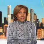 Robin’s grey snakeskin print top on Good Morning America