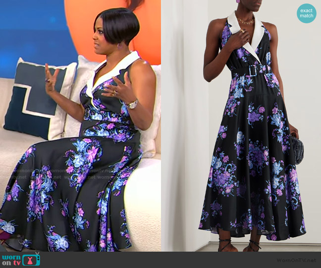 Rodarte Belted floral-print silk-twill midi dress worn by Tamron Hall on Tamron Hall Show