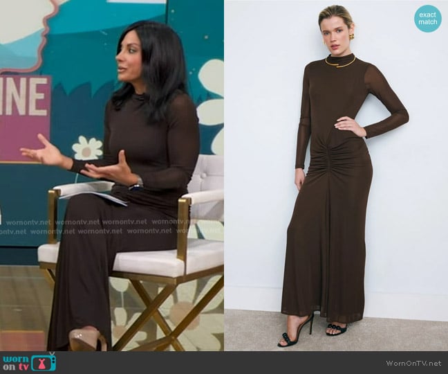 Ronny Kobo Mock Neck Ruched Dress worn by Dr. Tara Narula on Good Morning America