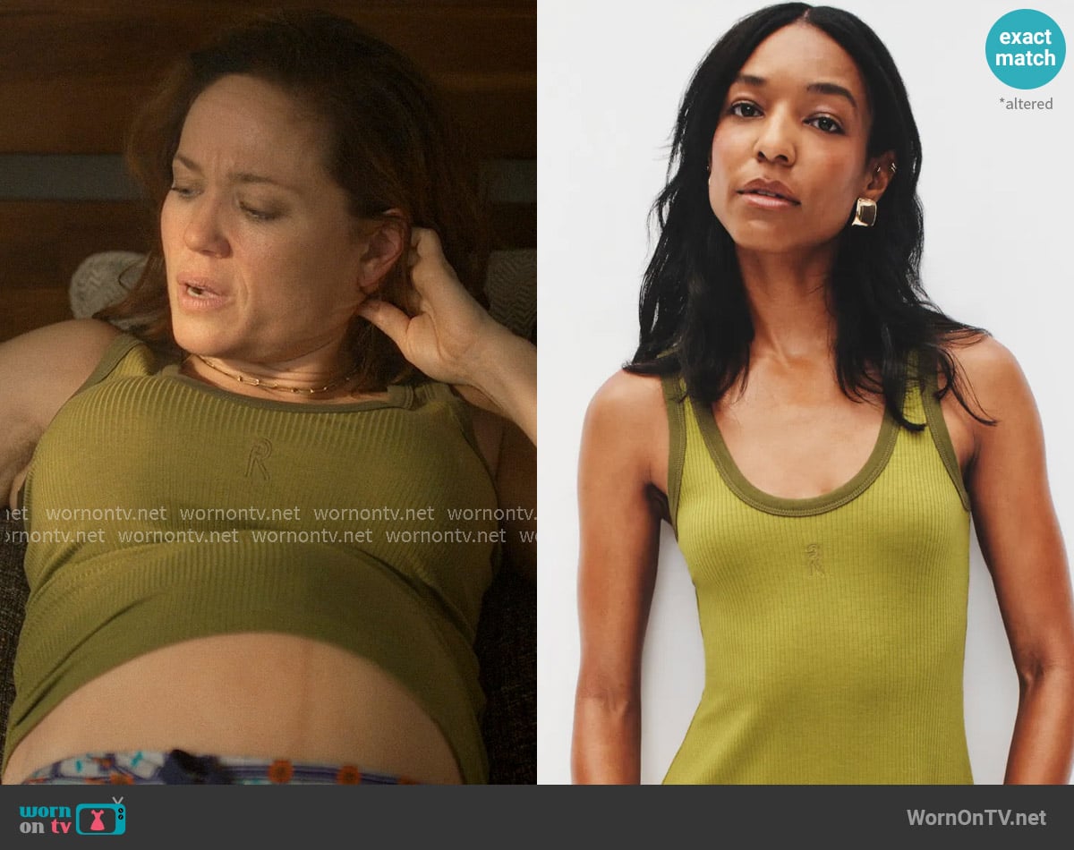 Rosetta Getty Contrast Rib Tank Dress in Leaf worn by Angie Polaski (Erika Christensen) on Will Trent