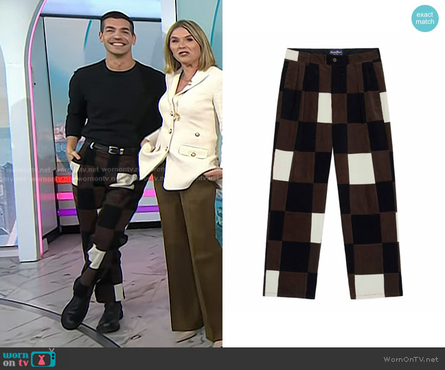 Rowing Blazers Pleated Patchwork Corduroy Pant in Brown worn by Matt Rogers on Today