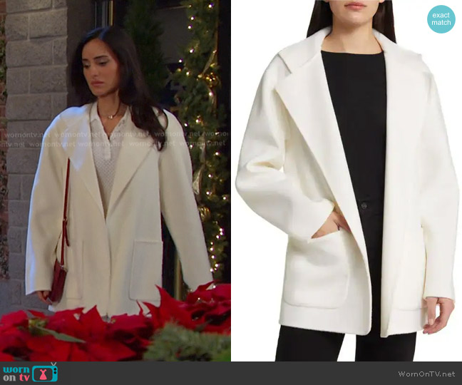 Rue Sophie Dana Wool Blend Jacket in Cream worn by Gabi Hernandez (Cherie Jimenez) on Days of our Lives