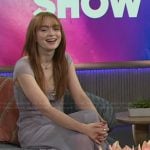 Sadie Sink’s lavender sheer dress on The Kelly Clarkson Show