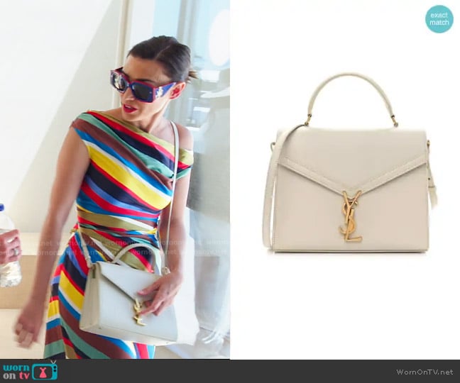 Saint Laurent Cassandra Top Handle Bag in grain de poudre worn by Bronwyn Newport on The Real Housewives of Salt Lake City