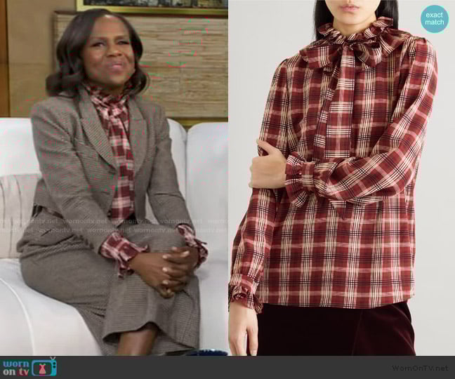 Deborah’s red plaid blouse on Good Morning America
