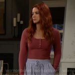 Sally’s pink henley top on The Young and the Restless