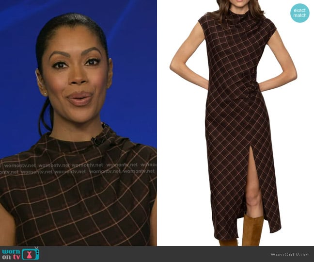Sanctuary Autumns Best Dress in Cocoa Plaid worn by Shirleen Allicot on Good Morning America