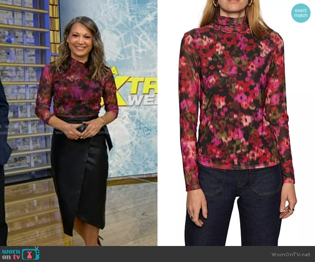 Ginger’s floral print mesh top on GMA