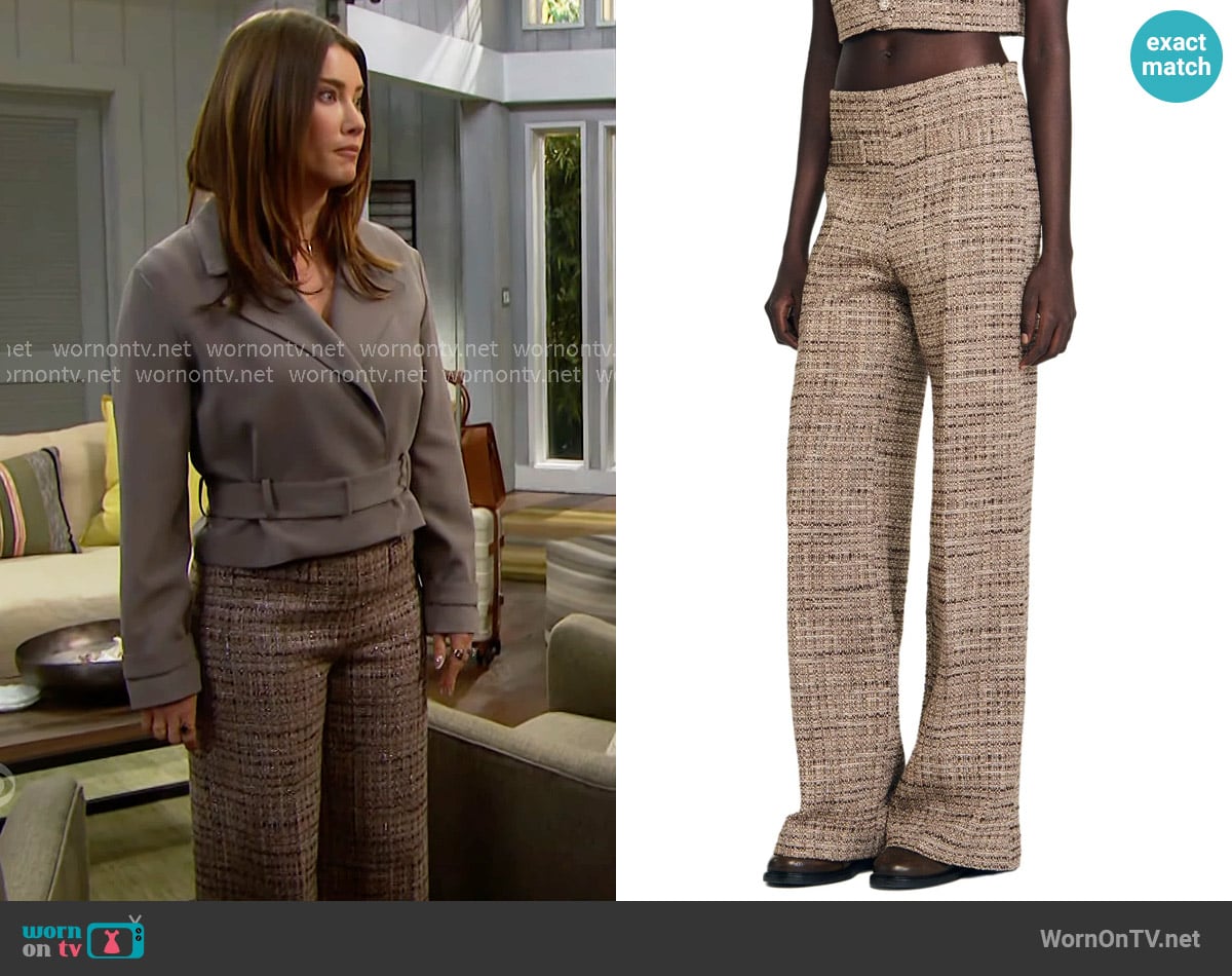 Sandro Decorative tweed trousers worn by Steffy Forrester (Jacqueline MacInnes Wood) on The Bold and the Beautiful