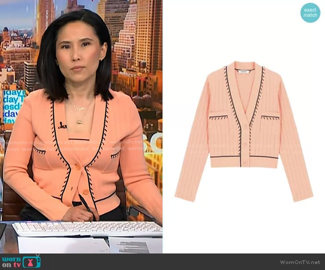 Sandro Embroidered Cardigan worn by Vicky Nguyen on NBC News Daily