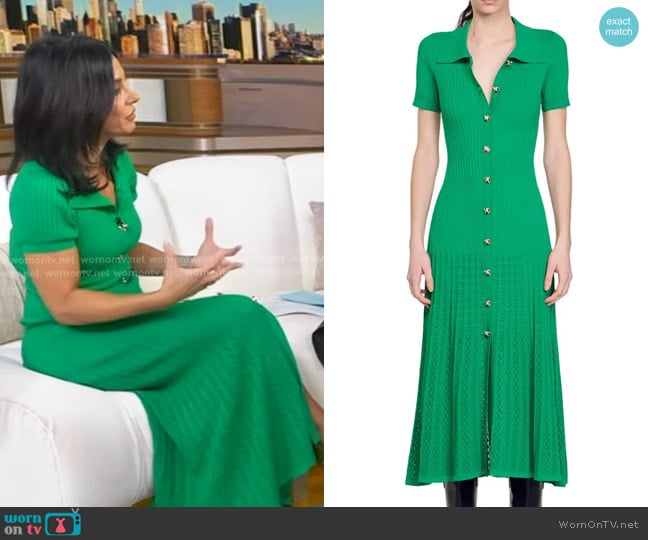 Sandro Lorel Short Sleeve Maxi Shirtdress worn by Dr. Tara Narula on Good Morning America
