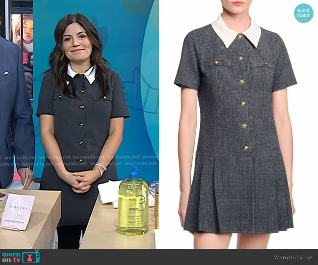 Sandro Short Pleated Dress with Rhinestones worn by Darlene Rodriguez on Today