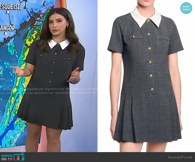 Sandro Short Pleated Dress with Rhinestones worn by Angie Lassman on Today