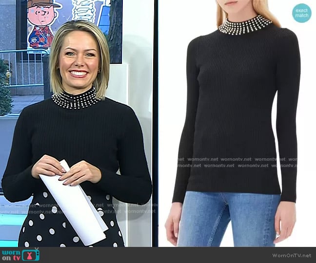 Sandro Suzette Pearl Collar Sweater worn by Dylan Dreyer on Today