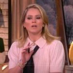 Sara’s white short sleeve contrast tie neck sweater on The View