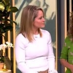 Sara’s white bell cuff top and pants on The View