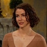 Sarah’s beige v-neck knit dress on Days of our Lives