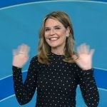 Savanah’s black metallic print long sleeve top on Today