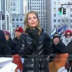 Savannah’s black long down coat on Today