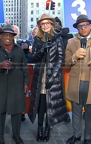 Savannah’s black long down coat on Today