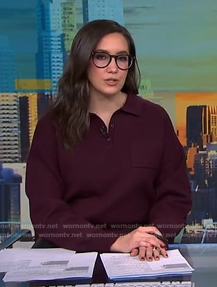 Savannah's burgundy polo sweater on NBC News Daily