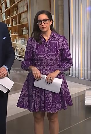 Savannah’s purple paisley print shirtdress on NBC News Daily