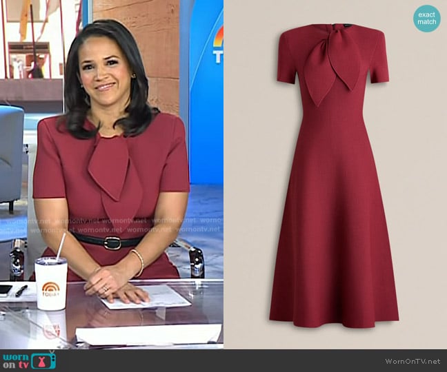Scanlan Theodore Crepe Knit Cravat Tie Dress worn by Laura Jarrett on Today