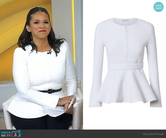 Scanlan Theodore Crepe Knit Ruffle Jacket worn by Laura Jarrett on Today