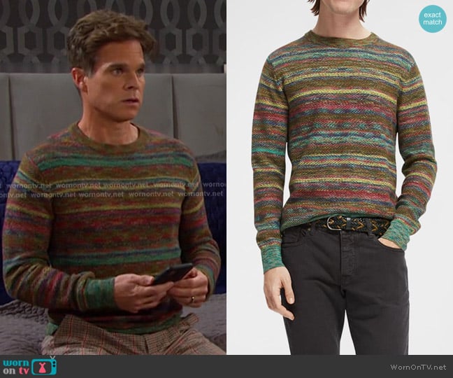 Scotch and Soda Structured Space-Dyed Sweater worn by Leo Stark (Greg Rikaart) on Days of our Lives