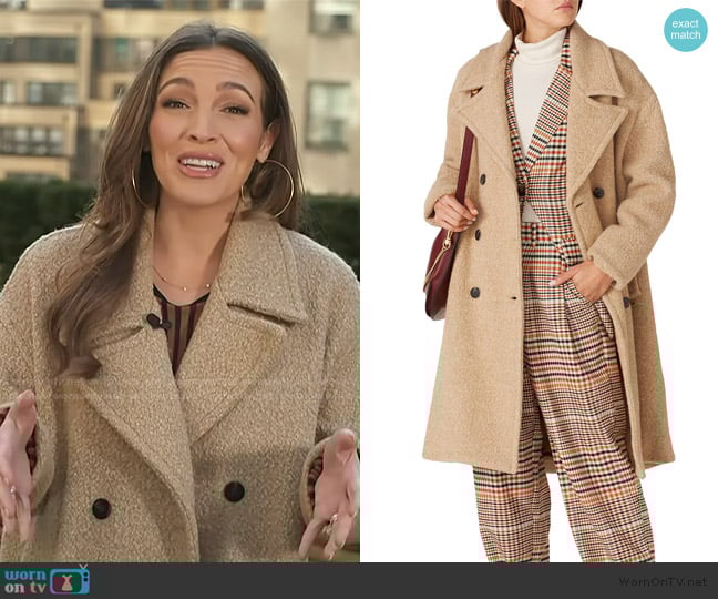 Scotch & Soda Oversized Wool Coat worn by Emily Orozco on Access Hollywood