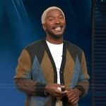 Scott’s argyle print cardigan on Access Hollywood