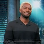 Scott's black stripe polo sweater on Access Hollywood